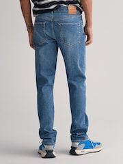 GANT Mid Blue Wash Slim Fit 100% Cotton Jeans - Image 8 of 10
