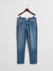 GANT Mid Blue Wash Slim Fit 100% Cotton Jeans - Image 9 of 10