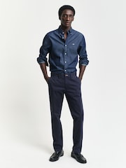 GANT Blue Twill Chino Trousers - Image 8 of 9