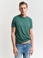 GANT Mid Green Regular-Fit Shield 100% Cotton T-Shirt - Image 1 of 5