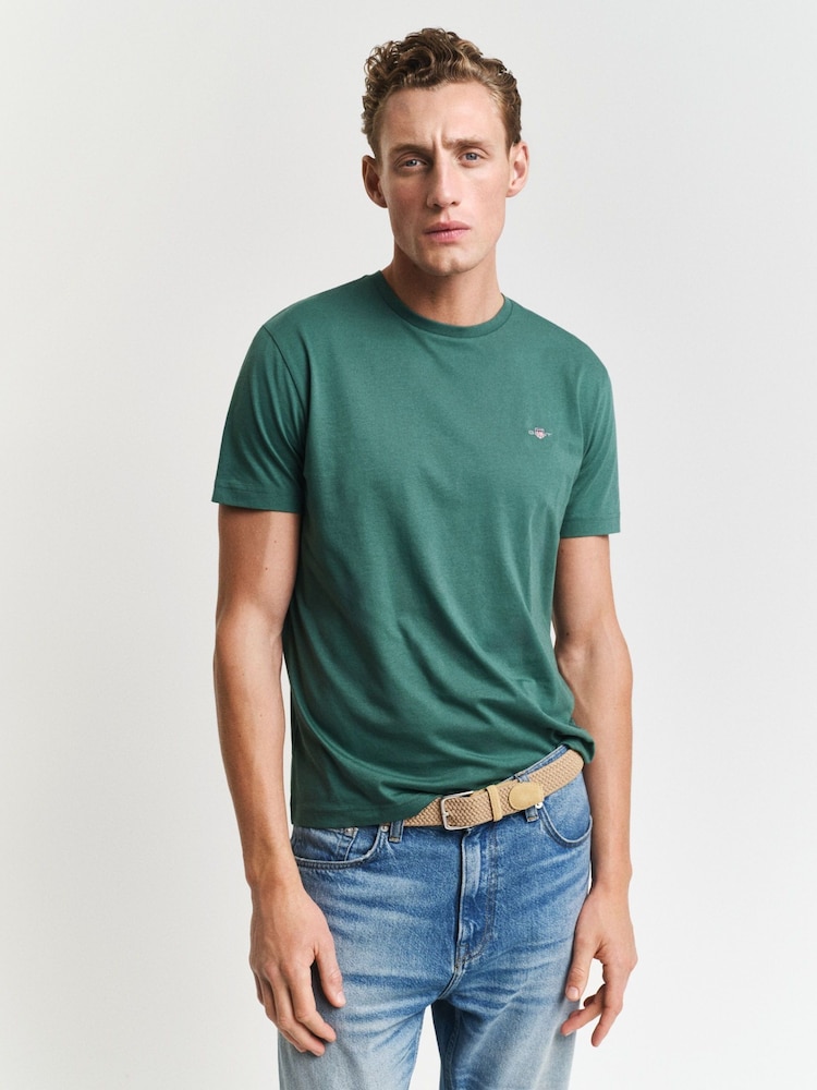 GANT Mid Green Regular-Fit Shield 100% Cotton T-Shirt - Image 1 of 5