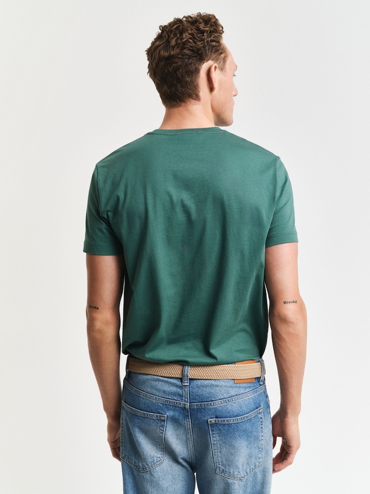 GANT Mid Green Regular-Fit Shield 100% Cotton T-Shirt - Image 2 of 5