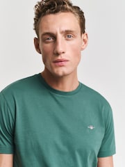 GANT Mid Green Regular-Fit Shield 100% Cotton T-Shirt - Image 4 of 5