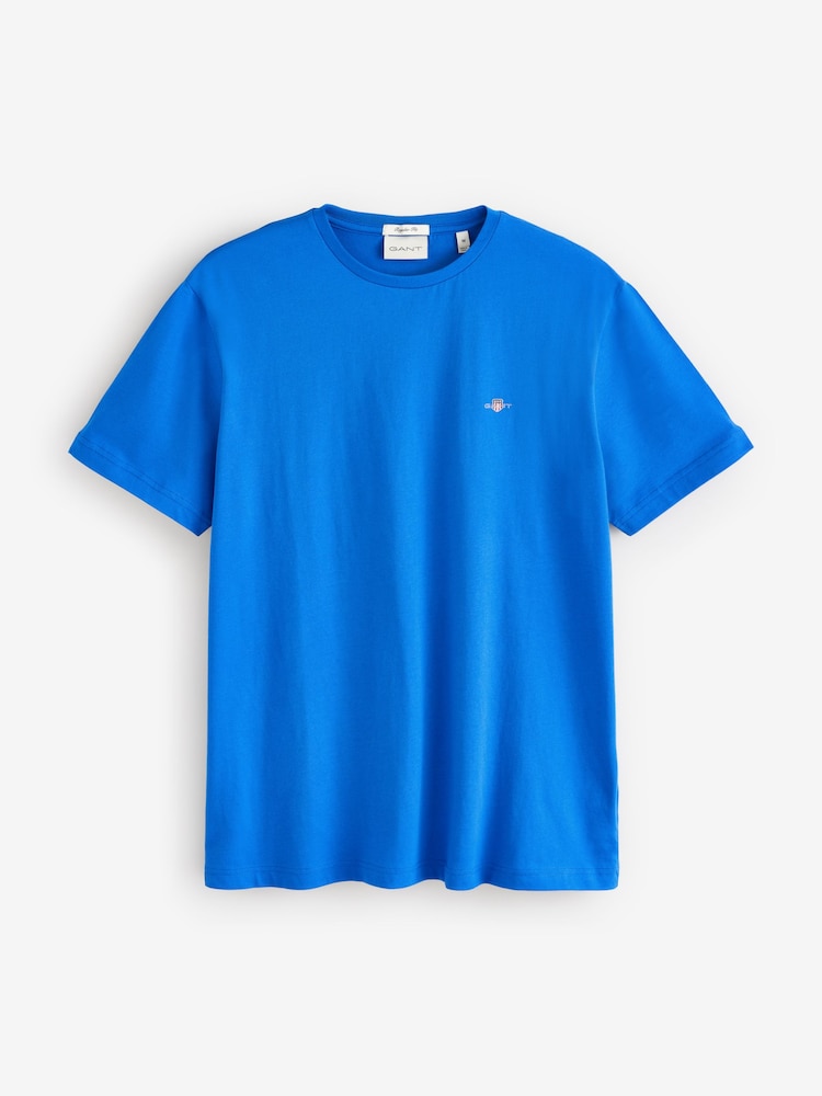 GANT Bright Blue Regular-Fit Shield 100% Cotton T-Shirt - Image 4 of 4