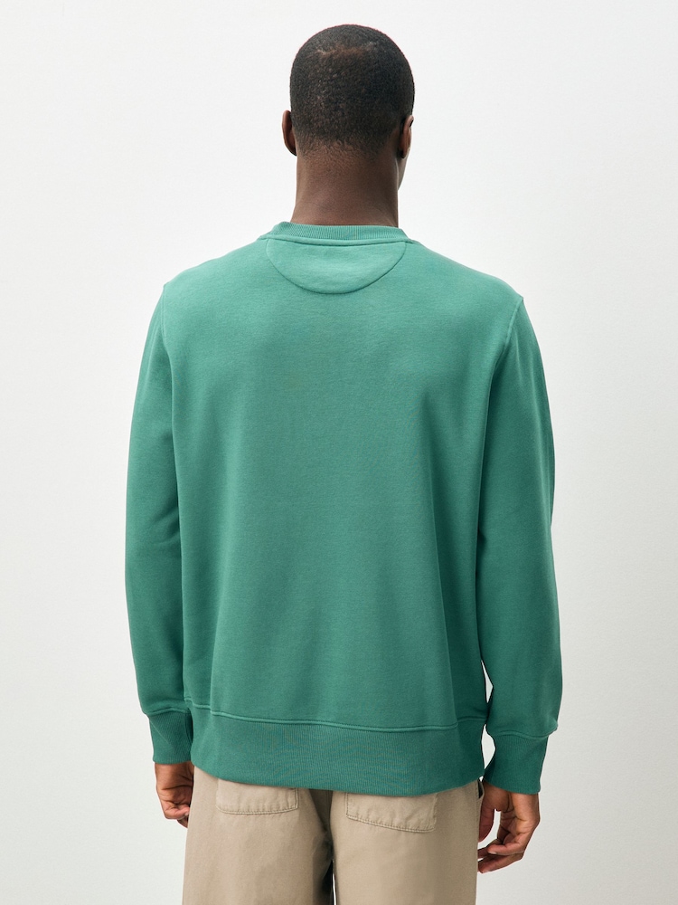 GANT Green Green Regular-Fit Shield Crew Neck Sweatshirt - Image 2 of 4