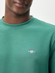 GANT Green Green Regular-Fit Shield Crew Neck Sweatshirt - Image 3 of 4