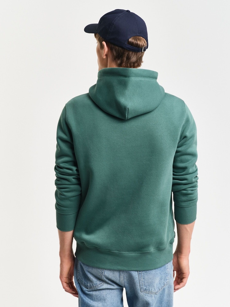 GANT Mid Green Regular-Fit Shield Hoodie - Image 2 of 5