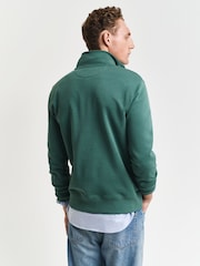 GANT Mid Green Regular-Fit Half Zip Sweatshirt - Image 2 of 5