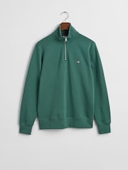 GANT Mid Green Regular-Fit Half Zip Sweatshirt - Image 5 of 5