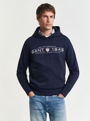 GANT Blue Graphic Hoodie - Image 1 of 6