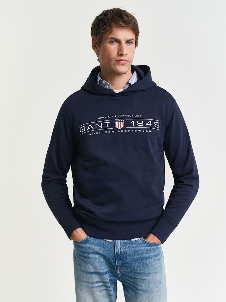 GANT Blue Graphic Hoodie - Image 1 of 6
