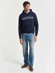 GANT Blue Graphic Hoodie - Image 3 of 6