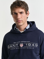 GANT Blue Graphic Hoodie - Image 4 of 6