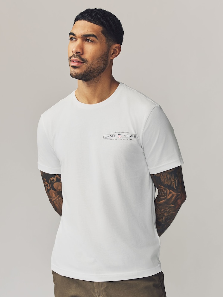 GANT Cream Short Sleeve 100% Cotton T-Shirt - Image 1 of 5