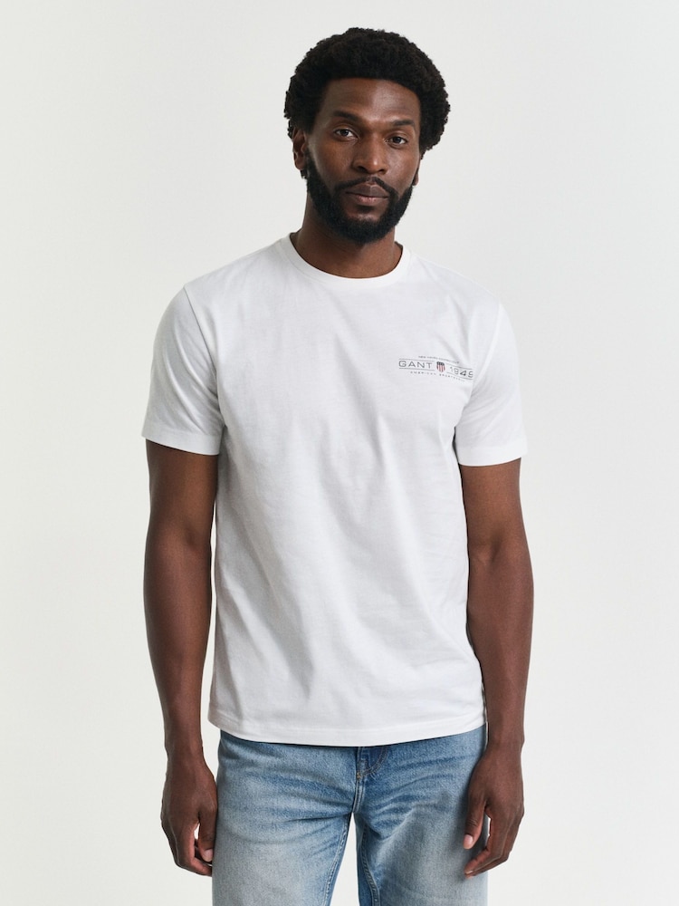 GANT Cream Short Sleeve 100% Cotton T-Shirt - Image 1 of 5 GANT Cream Short Sleeve 100% Cotton T-Shirt - Image 1 of 5