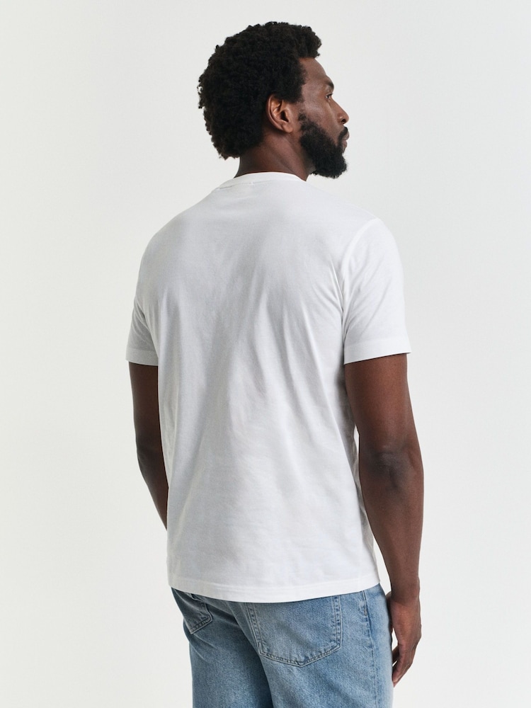 GANT Cream Short Sleeve 100% Cotton T-Shirt - Image 2 of 5 GANT Cream Short Sleeve 100% Cotton T-Shirt - Image 2 of 5