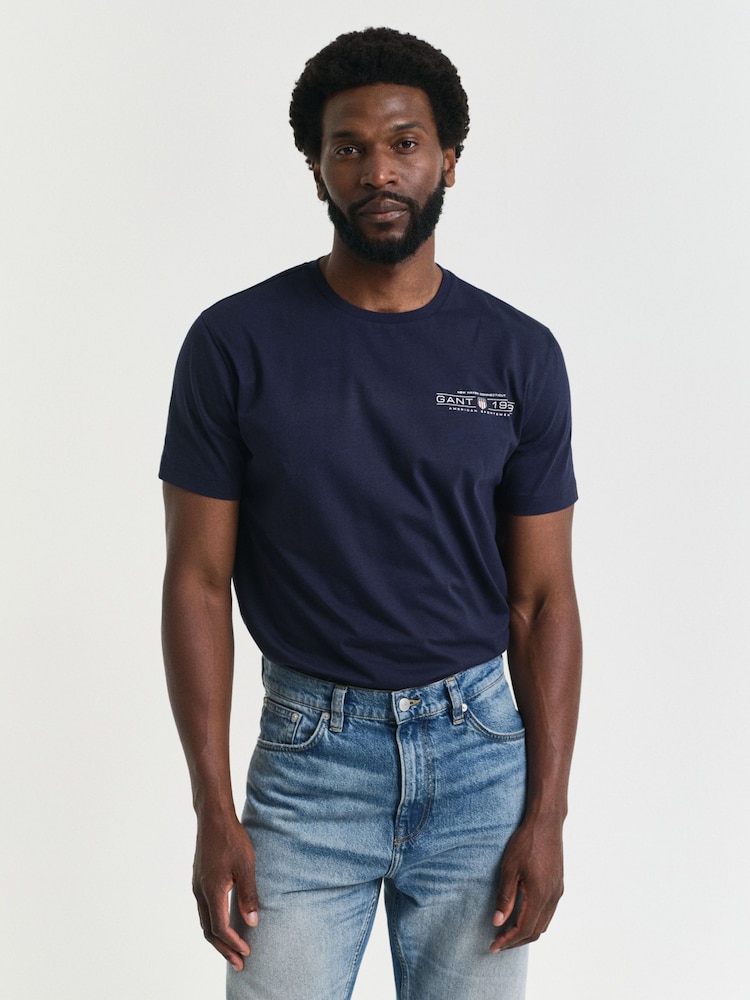GANT Blue Short Sleeve 100% Cotton T-Shirt - Image 1 of 5 GANT Blue Short Sleeve 100% Cotton T-Shirt - Image 1 of 5