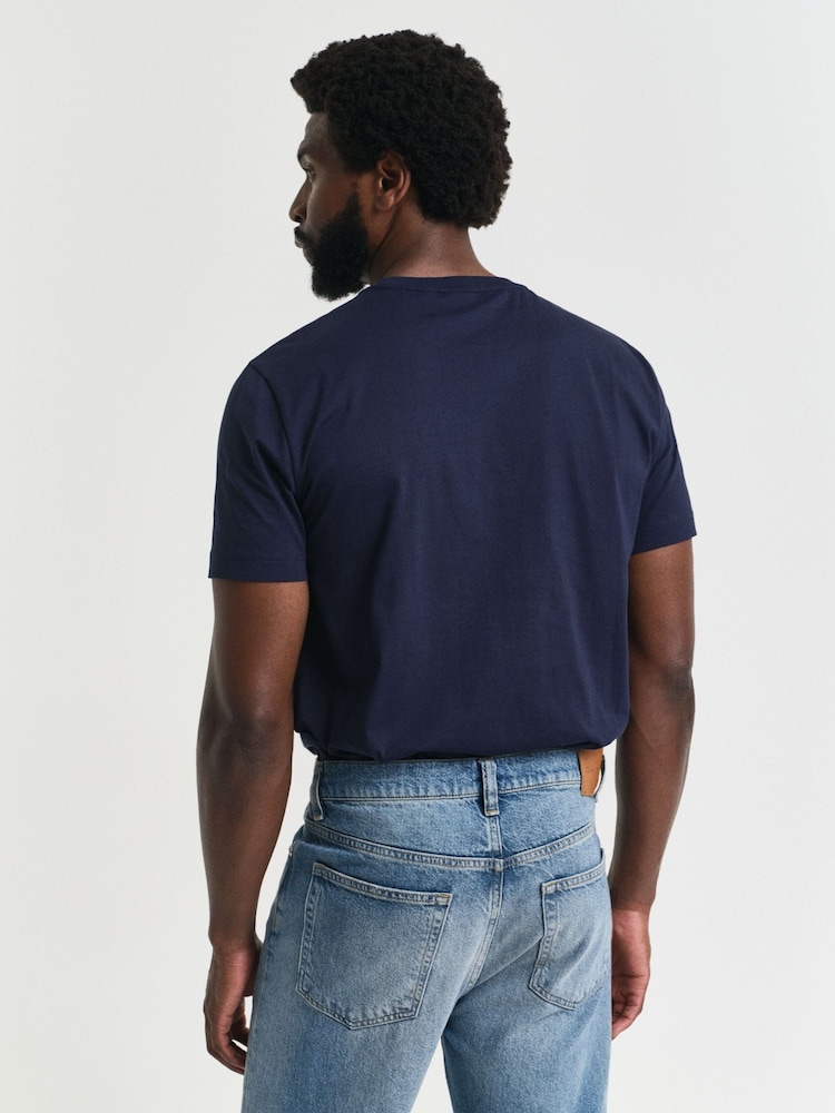GANT Blue Short Sleeve 100% Cotton T-Shirt - Image 2 of 5 GANT Blue Short Sleeve 100% Cotton T-Shirt - Image 2 of 5