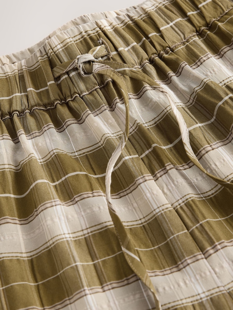 Green/White Wide Leg Pull On Check Trousers - Image 7 of 7