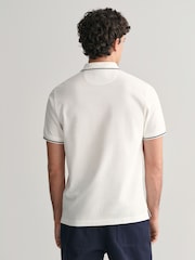 GANT White Tipped Collar Pique 100% Cotton Polo Shirt - Image 1 of 5