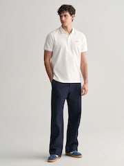 GANT White Tipped Collar Pique 100% Cotton Polo Shirt - Image 4 of 5
