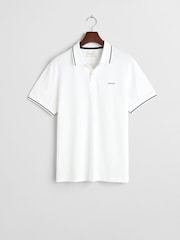 GANT White Tipped Collar Pique 100% Cotton Polo Shirt - Image 5 of 5