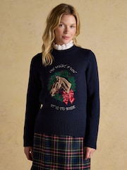 Joules Noelle Horse Embroidered Festive Knitted Jumper - Image 1 of 7