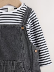 Gris antracita - Conjunto de peto de denim y bodi de bebé (0meses -2años) - Imagen 4 de 9