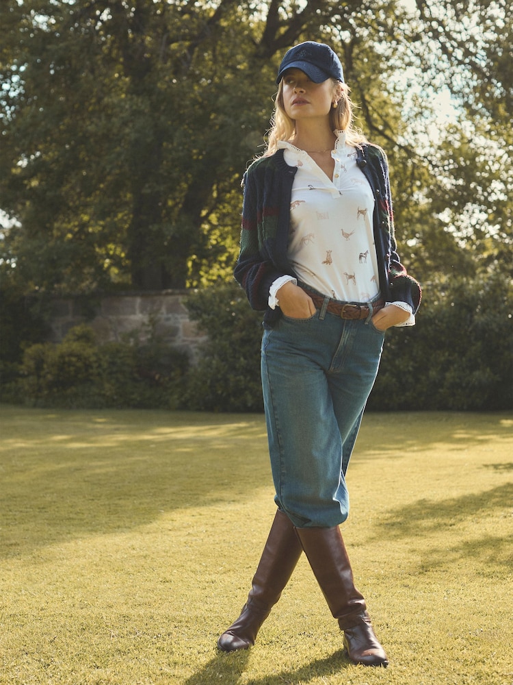 Joules Rafferty Striped Cable Knit Cardigan - Image 2 of 2