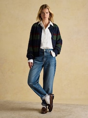 Joules Rafferty Navy & Green Striped Cable Knit Cardigan - Image 8 of 11