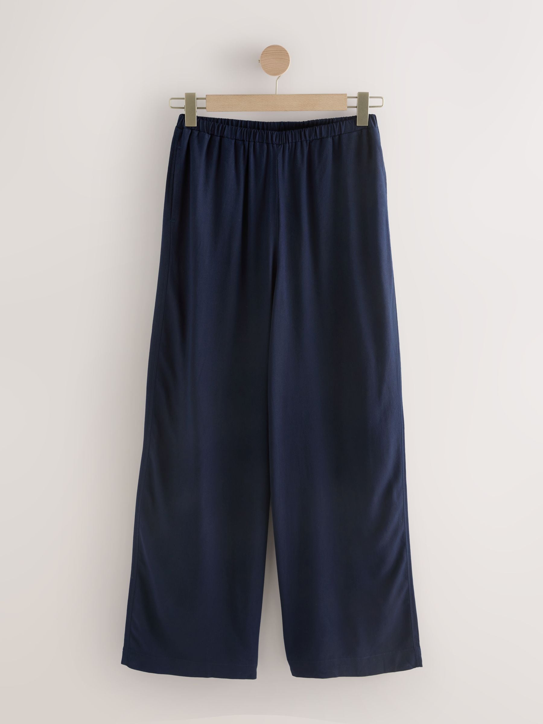Buy Navy Blue Wide Leg Trousers with Linen from Next USA