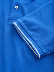 GANT Blue Tipped Collar Pique 100% Cotton Polo Shirt - Image 7 of 7
