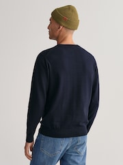 GANT Blue Classic Crew Neck 100% Cotton Jumper - Image 2 of 8