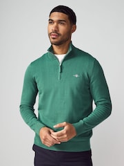 GANT Green Classic Half Zip 100% Cotton Jumper - Image 1 of 5
