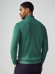 GANT Green Classic Half Zip 100% Cotton Jumper - Image 2 of 5