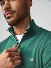 GANT Green Classic Half Zip 100% Cotton Jumper - Image 3 of 5