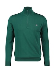 GANT Green Classic Half Zip 100% Cotton Jumper - Image 4 of 5
