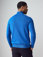 GANT Blue Classic Half Zip 100% Cotton Jumper - Image 2 of 3