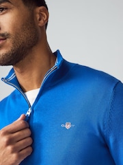 GANT Blue Classic Half Zip 100% Cotton Jumper - Image 3 of 3