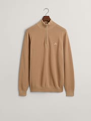 GANT Khaki Green Classic Half Zip 100% Cotton  Jumper - Image 4 of 5