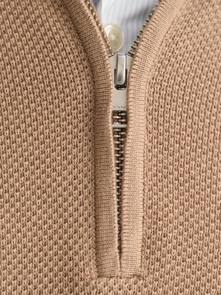 GANT Khaki Green Classic Half Zip 100% Cotton  Jumper - Image 5 of 5