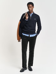 GANT Blue Cable Half Zip 100% Cotton Jumper - Image 3 of 5