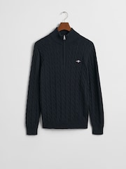 GANT Blue Cable Half Zip 100% Cotton Jumper - Image 5 of 5