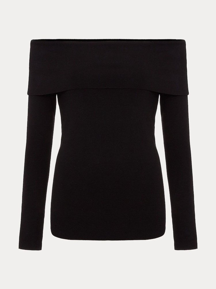 Phase Eight Black Nya Fine Knit Bardot Top - Image 2 of 3 Phase Eight Black Nya Fine Knit Bardot Top - Image 2 of 3
