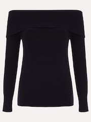 Phase Eight Black Nya Fine Knit Bardot Top - Image 3 of 3