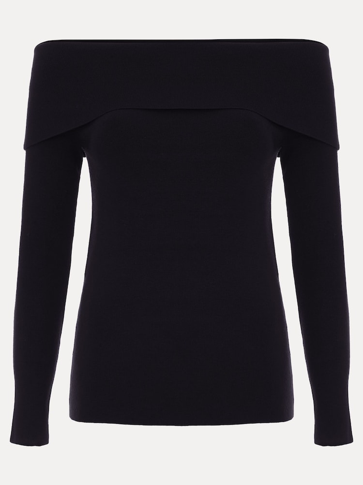 Phase Eight Black Nya Fine Knit Bardot Top - Image 3 of 3 Phase Eight Black Nya Fine Knit Bardot Top - Image 3 of 3