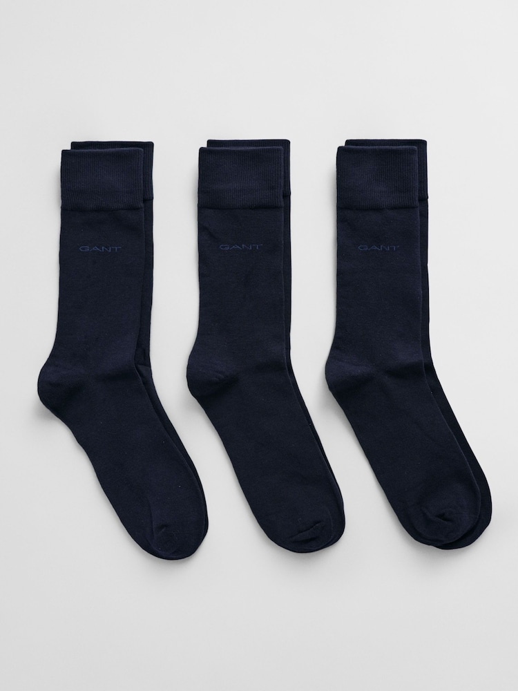 GANT Navy Blue Soft Cotton Socks 3 Pack - Image 1 of 1