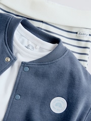 Blue Stripe Baby Jersey Jacket, Bodysuit and Leggings 3 Piece Set (0mths-2yrs) - Image 13 of 16