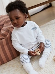 Blue Stripe Baby Jersey Jacket, Bodysuit and Leggings 3 Piece Set (0mths-2yrs) - Image 3 of 16