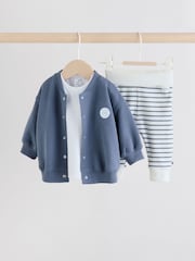 Blue Stripe Baby Jersey Jacket, Bodysuit and Leggings 3 Piece Set (0mths-2yrs) - Image 5 of 16